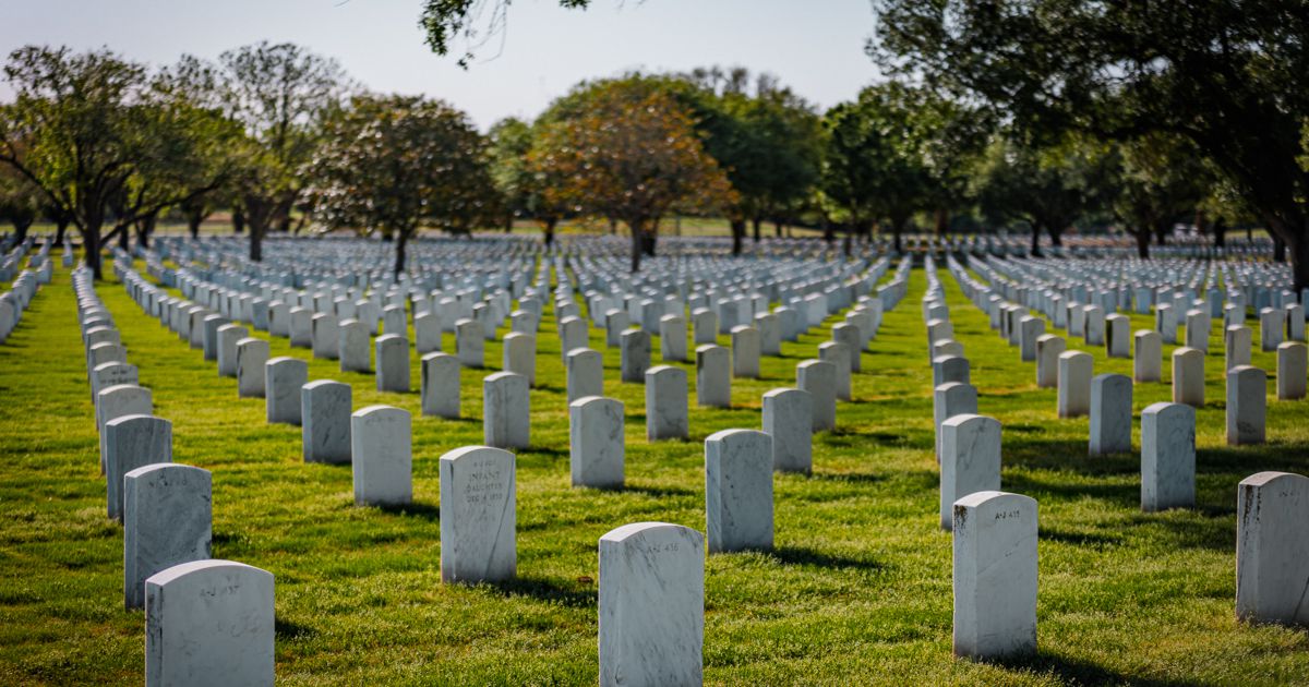 rows of military tombstones