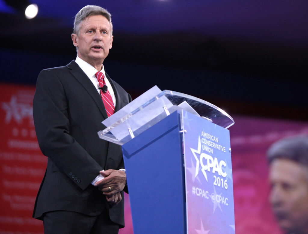 Gary Johnson speaking at an event in Washington, D.C.